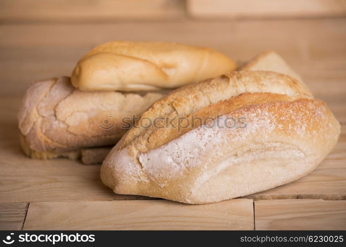 bread on wooden table, studio picture