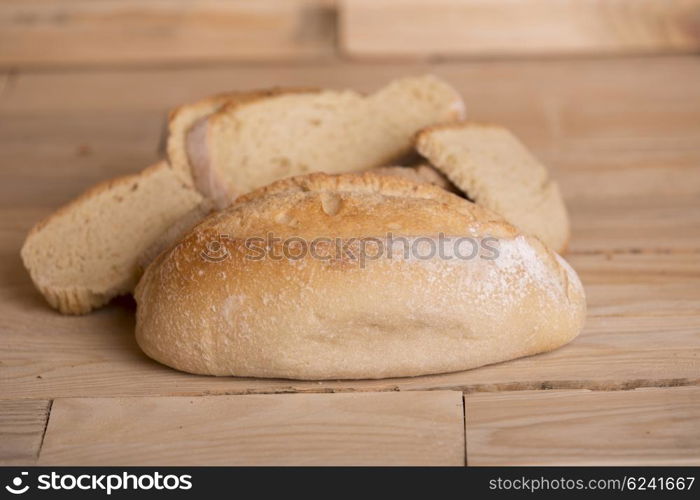 bread on wooden table, studio picture