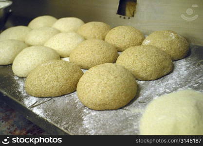 Bread rolls on trays