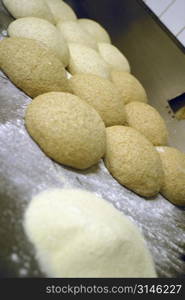 Bread rolls on trays