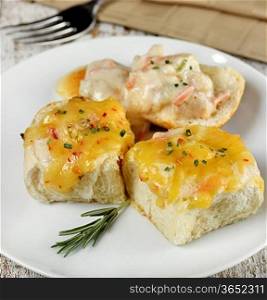 Bread Rolls Stuffed With Chicken Meat And Cheese