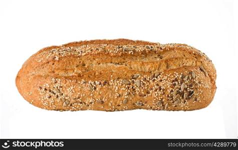 bread with bran isolated on a white background