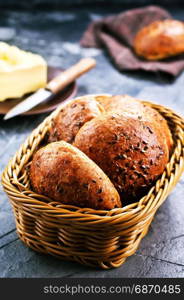 bread with butter on a table, stock photo