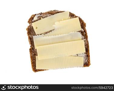 Bread with cheese isolated from top view. Bread with cheese isolated from top view.