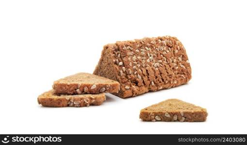 Bread with sunflower seeds isolated on white background