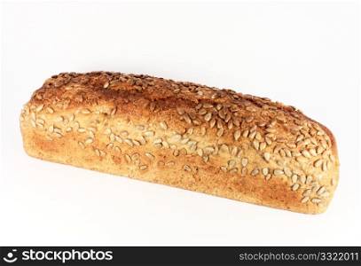 Bread with sunflower seeds isolated on white background