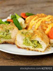 Breaded Chicken Breasts Stuffed With Broccoli And Cheese