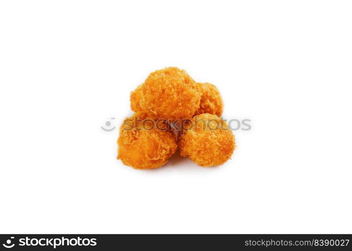 Breaded mozzarella cheese balls isolated on white background