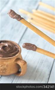 Breadsticks with chocolate cream