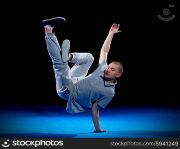 Break dancer training on black