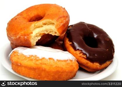 Breakfast Doughnut. Sweet Donuts on a saucer ready for breakfast or a snack