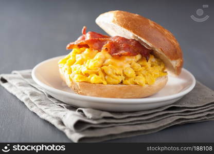 breakfast sandwich on bagel with egg bacon cheese