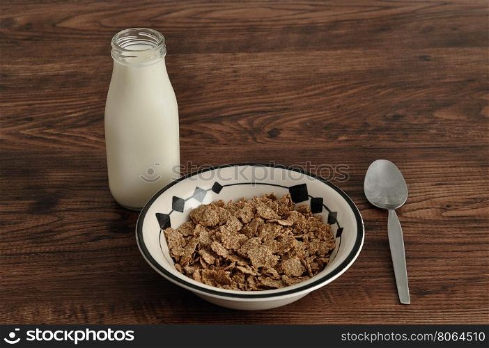 Breakfast with cereal and milk
