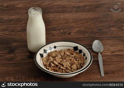 Breakfast with cereal and milk