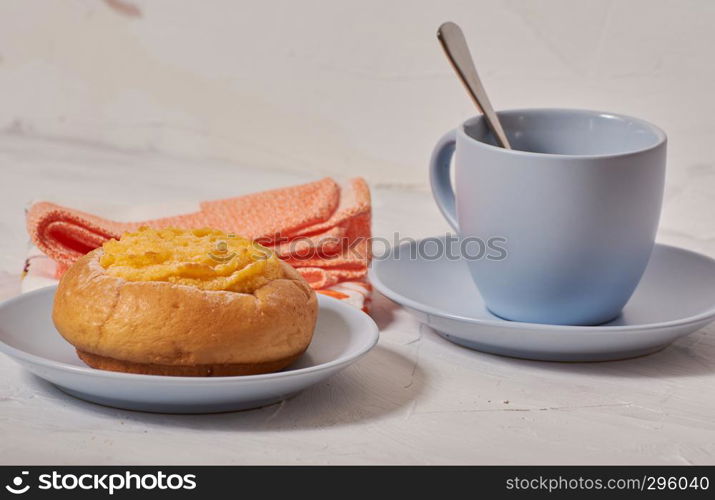 breakfast with coconut cream bun