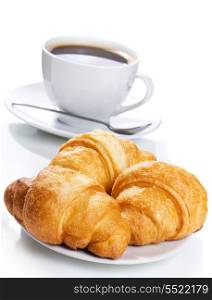 breakfast with croissants and coffee