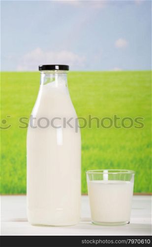 Breakfast with fresh milk by the field