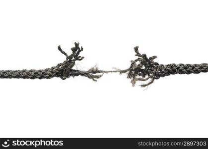 Breaking rope. Isolated over white.