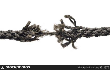 Breaking rope. Isolated over white.