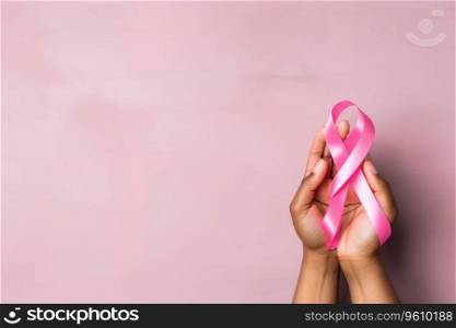 breast cancer day concept and pink ribbon. ai generated