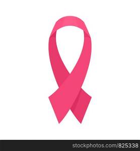 Breast cancer pink ribbon icon. Flat illustration of breast cancer pink ribbon vector icon for web design. Breast cancer pink ribbon icon, flat style