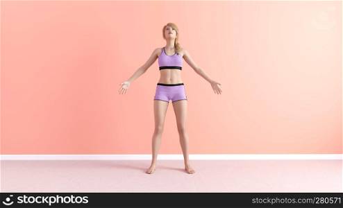 Breathing Yoga Pose Female Woman Demonstration Concept. Breathing Yoga Pose