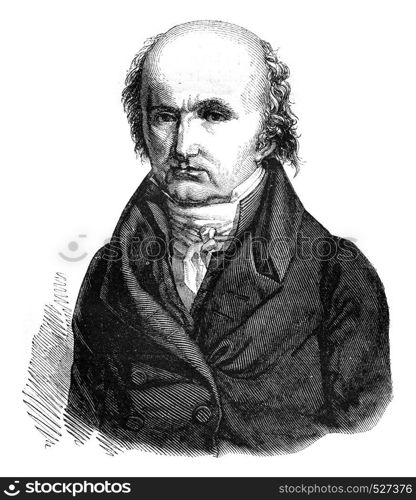 Breguet watchmaker, who died in 1823, vintage engraved illustration. Magasin Pittoresque 1847.