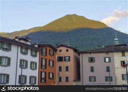 Breno, Brescia, Lombardy, Italy: historic town in the Oglio valley. Typical square