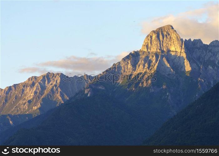 Breno, Brescia, Lombardy, Italy: historic town in the Oglio valley. View of the mountains