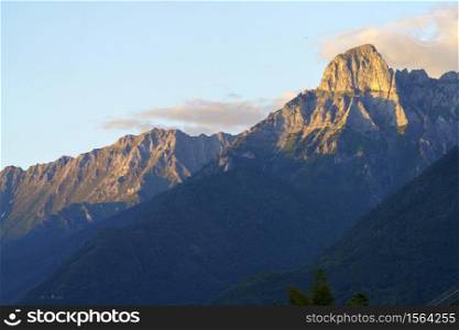 Breno, Brescia, Lombardy, Italy: historic town in the Oglio valley. View of the mountains