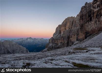 Brenta Dolomites in sunrise light, Italy, Europe