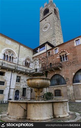 Brescia (Italy): interior of the Broletto building, medieval seat of the reigning lords over the city, today it houses the headquarters of the provincial administration