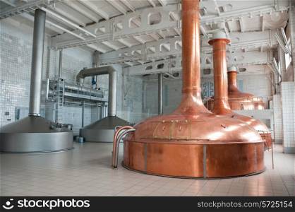 Brewing production - metal beer tanks