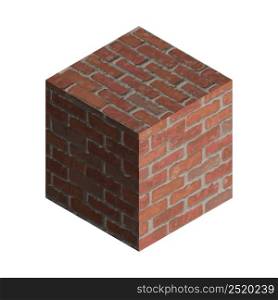 Brick block. 3D. Red brick block isolated on white background. Vector illustration