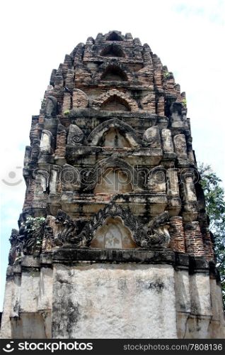 Brick chedi in Wat Si Sawai, Sukhotai, Thailand