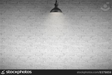 Brick concrete room with ceiling lights