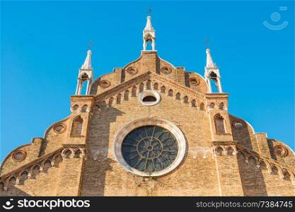 Brick facade of Basilica Santa Maria Gloriosa dei Frari, Venice, Italy
