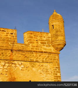 brick in old construction africa morocco and the tower near sky