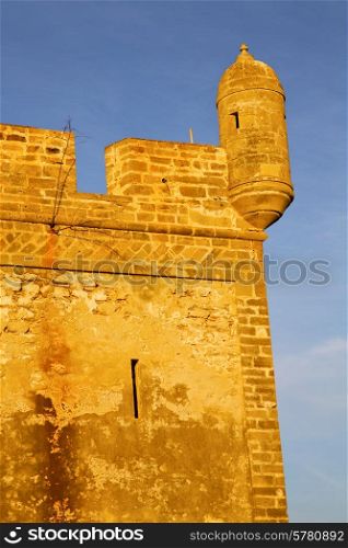 brick in old construction africa morocco and the tower near sky