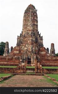 Brick pagoda in wat Chai Wattanaram in Ayuthaya, central Thailand