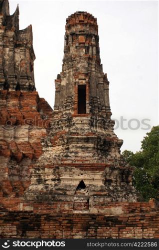 Brick pagoda in wat Chai Wattanaram in Ayuthaya, Thailand