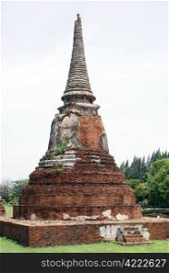 Brick pagoda in wat Mahathat in Ayuthaya, Thailand