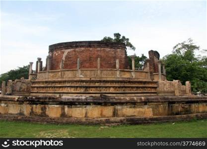 Brick round temple Vatadage in Polonnaruwa, Sri Lanka