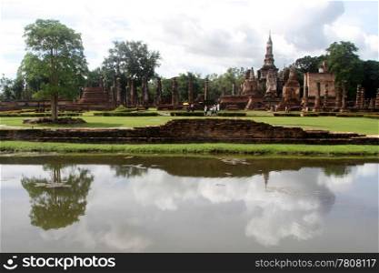 Brick ruins in wat Mahathat, Sukhotai, Thailand