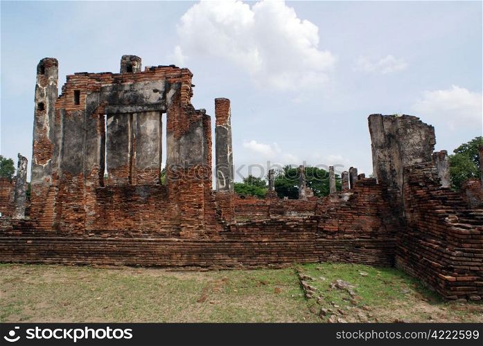 Brick ruins in wat Phra Si Sanphet, Ayuthaya, Thailand