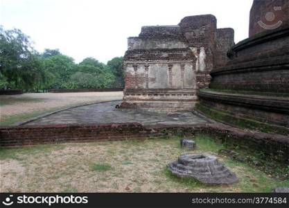 Brick shrine near big brick stupa Rankot Vihara in Polonnaruwa, Sri Lanka