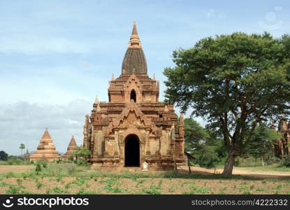 Brick temple and pagodas in Bagan, Myanmar