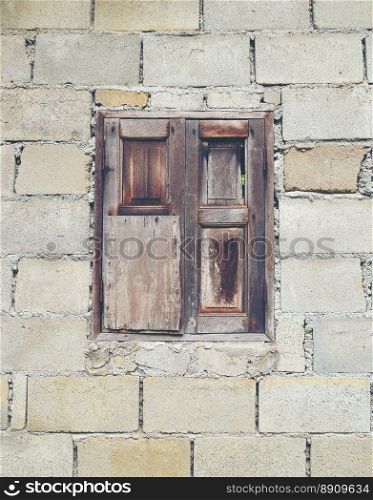 brick wall background. Old brick wall with window