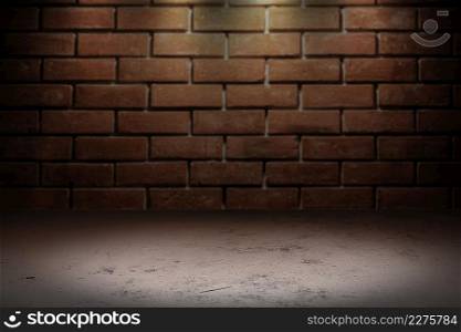 brick wall dark night street dim light from top for texture background