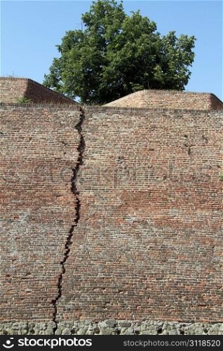 Brick wall of Beograd fortress in Serbia
